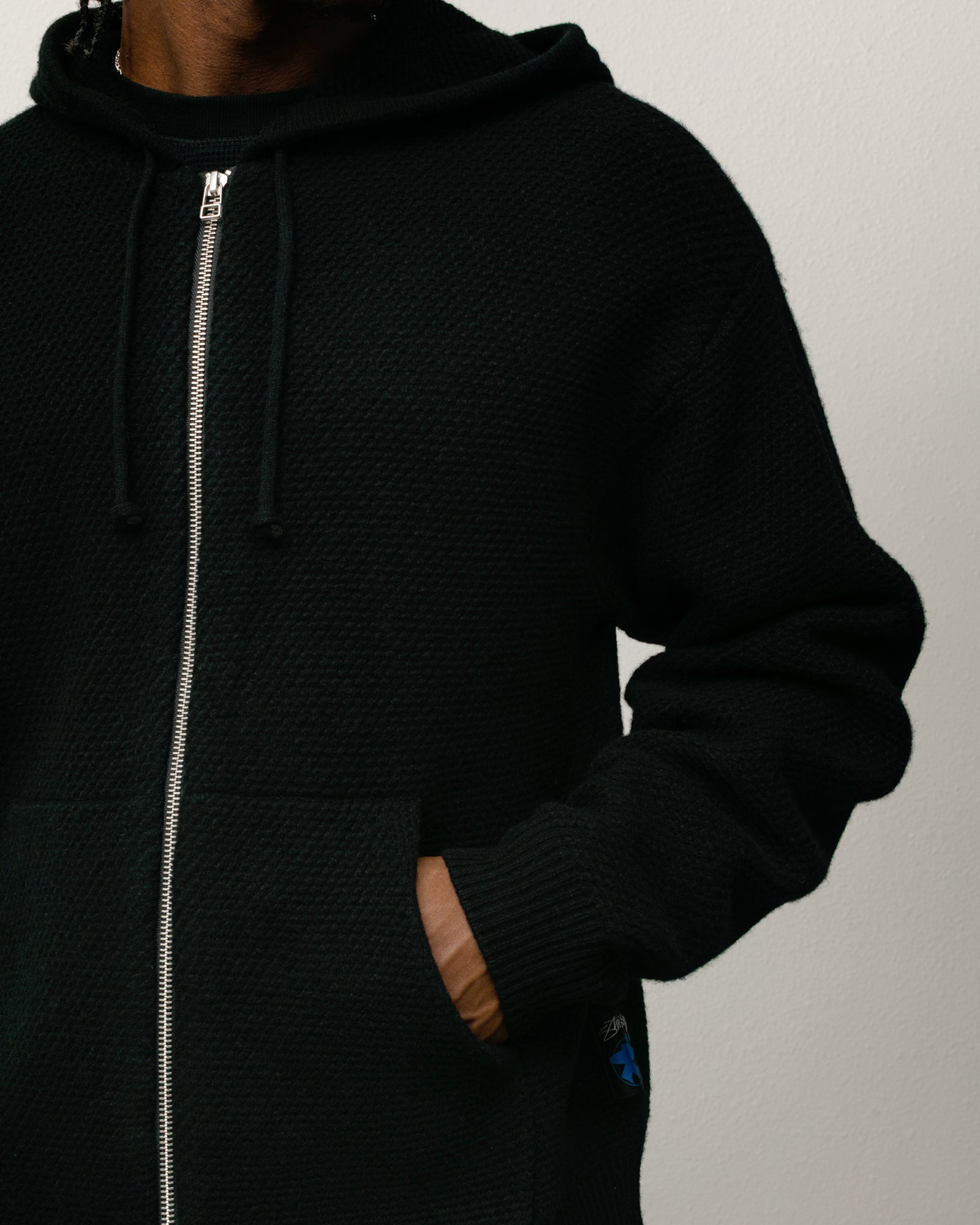 TEXTURED ZIP HOODED SWEATER - Image 2